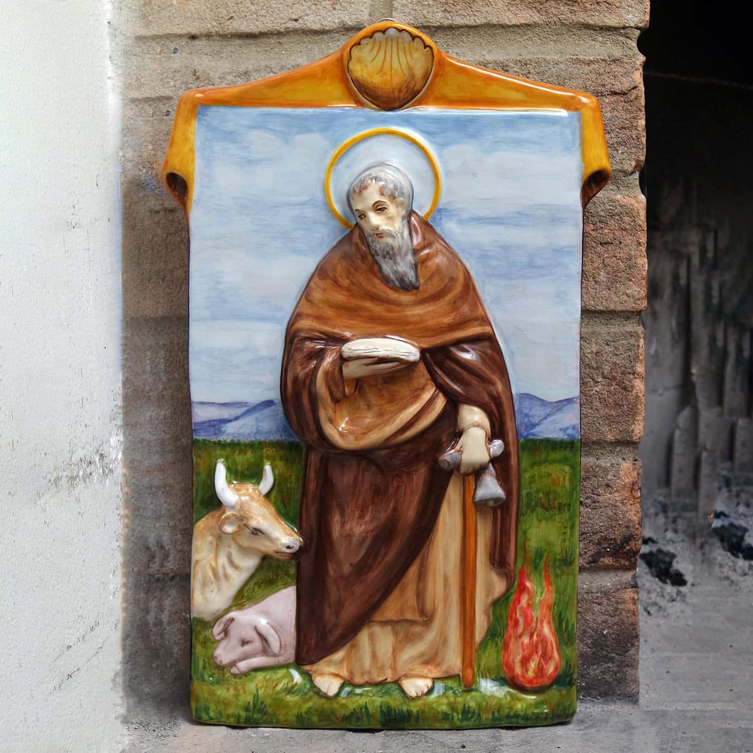 formella di Sant'Antonio Abate, ceramica La Vecchia Faenza